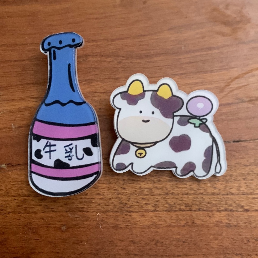 cow and drink pins - japan / japanese pins
